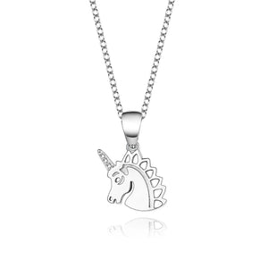 S925 Unicorn Necklace Sterling Silver Simple Elegant Ladies Pendant Jewelry