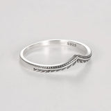 925 Silver V Shape Vines Finger Rings for Women Retro Engagement Wedding