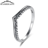 925 Silver V Shape Vines Finger Rings for Women Retro Engagement Wedding