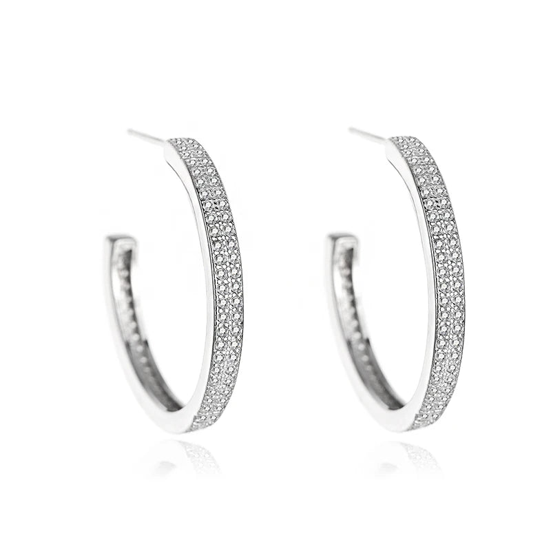 S925 Silver Personality Earrings Vintage Set Diamond
