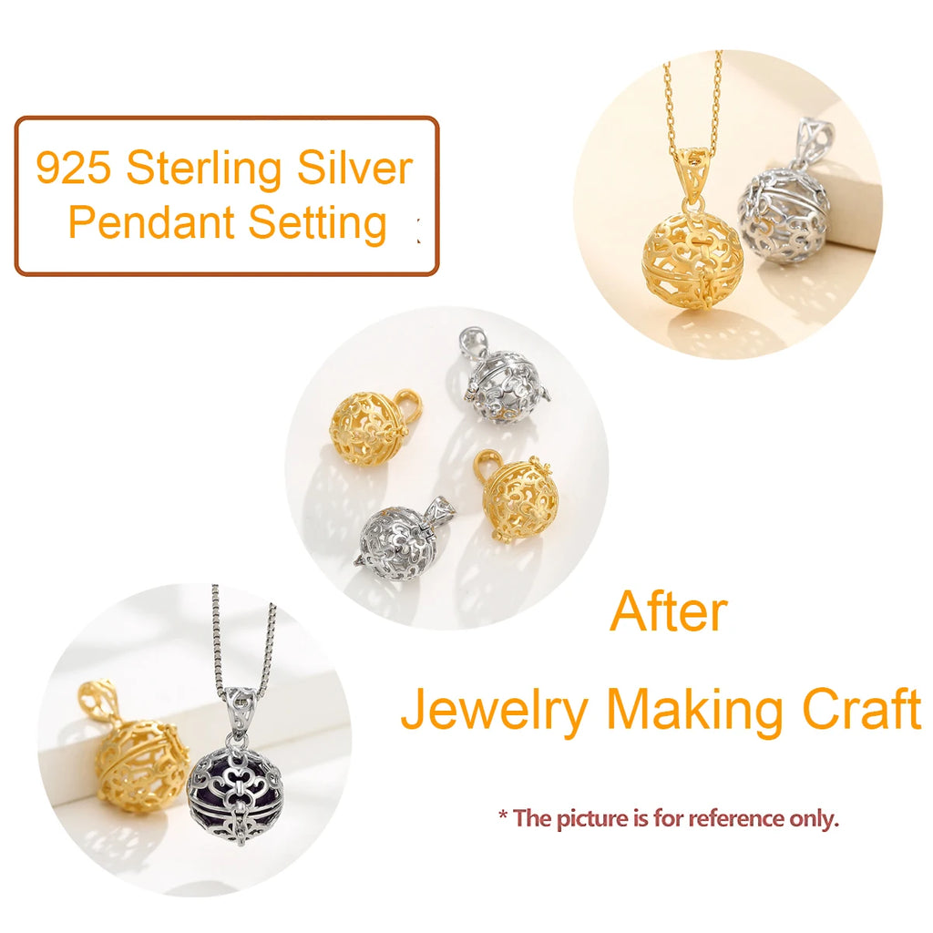 S925 Vintage Pearl Cage Pendant for 10-12mm Pearl or Gemstone