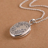 Vintage Oval Carved Photo Clip Pendant 925 Sterling Silver Thai Silver Necklace