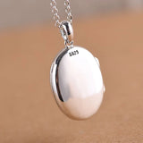 Vintage Oval Carved Photo Clip Pendant 925 Sterling Silver Thai Silver Necklace