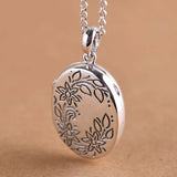 Vintage Oval Carved Photo Clip Pendant 925 Sterling Silver Thai Silver Necklace