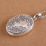 Vintage Oval Carved Photo Clip Pendant 925 Sterling Silver Thai Silver Necklace