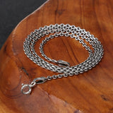 Vintage Round Buckle Cross Chain Necklace 925 Sterling Silver Thai Silver