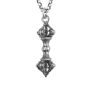 Vintage Vajra Chain Pendant 925 Silver Retro Ethnic Style