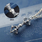 Vintage Vajra Chain Pendant 925 Silver Retro Ethnic Style