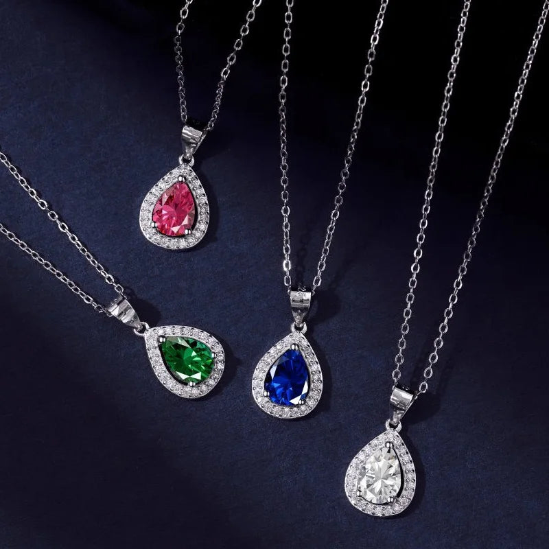 S925 Sterling Silver Vintage Water Drop Diamond Jewelry Set