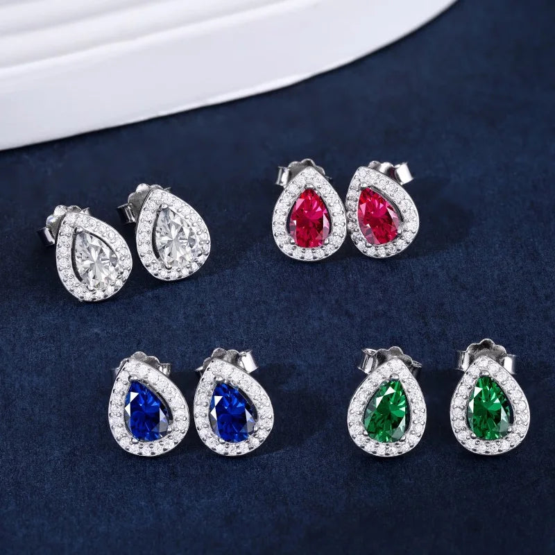S925 Sterling Silver Vintage Water Drop Diamond Jewelry Set