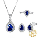 S925 Sterling Silver Vintage Water Drop Diamond Jewelry Set