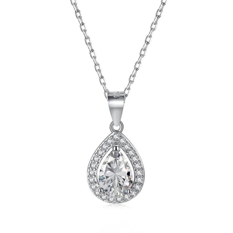 S925 Sterling Silver Vintage Water Drop Diamond Jewelry Set