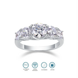 Sterling Silver Wedding Ring 5 Big Mainstone 6.5mm Moissanite Diamond