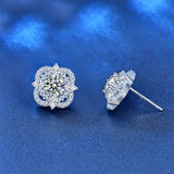S925 Silver Star Four-leaf Clover Earrings Mozanstone