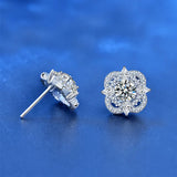 S925 Silver Star Four-leaf Clover Earrings Mozanstone