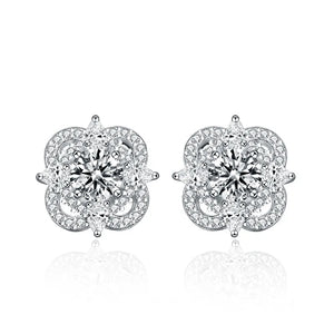 S925 Silver Star Four-leaf Clover Earrings Mozanstone