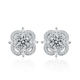 S925 Silver Star Four-leaf Clover Earrings Mozanstone