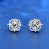 S925 Silver Star Four-leaf Clover Earrings Mozanstone