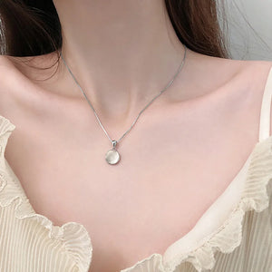 S925 Sterling Silver Round Pendant Necklaces Women Fine Jewelry
