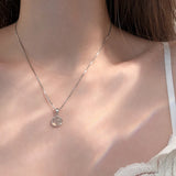 S925 Sterling Silver Round Pendant Necklaces Women Fine Jewelry
