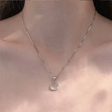 S925 Sterling Silver Round Pendant Necklaces Women Fine Jewelry