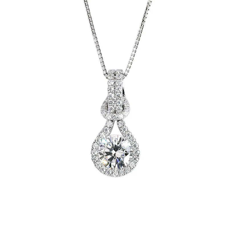 S925 Sterling Silver Diamond Pendant Necklace Chain Fine Jewelry