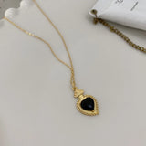 S925 Sterling Silver Agate Crown Heart Pendant Necklace