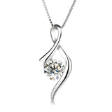 S925 Sterling Silver Ribbon Pendant Necklace Gift