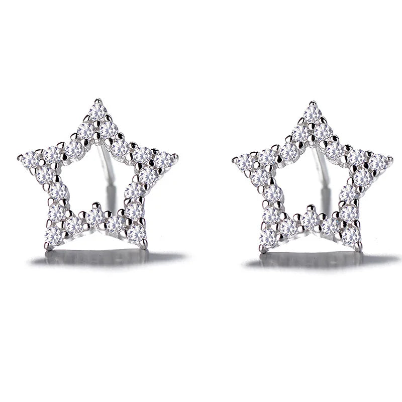 S925 Sterling Silver Women's Five-point Star Earrings European American Gift