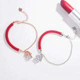 925 Silver Full Diamond Mouse Red String Zodiac Bracelet