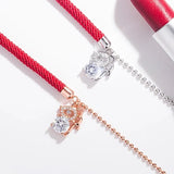 925 Silver Full Diamond Mouse Red String Zodiac Bracelet