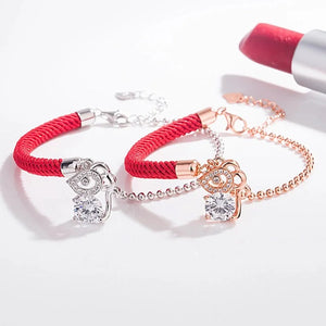 925 Silver Full Diamond Mouse Red String Zodiac Bracelet