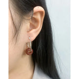 S925 Sterling Silver Geometric Oval Earrings Gift