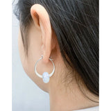 S925 Sterling Silver Geometric Oval Earrings Gift