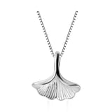 S925 Silver Women's Necklace Ginkgo Leaf Pendant Sweet Chain Jewelry