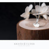 S925 Silver Women's Necklace Ginkgo Leaf Pendant Sweet Chain Jewelry