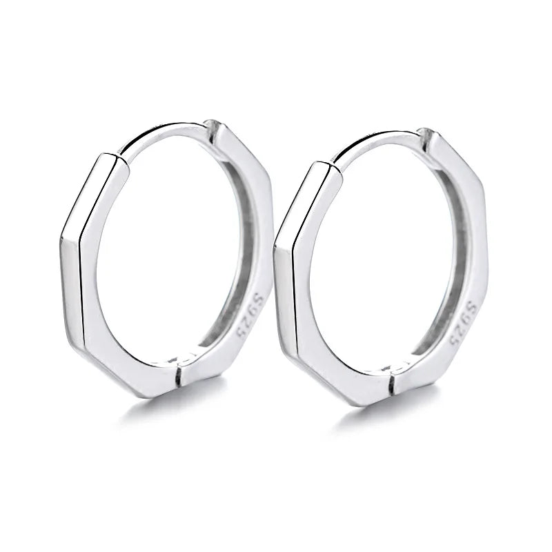 S925 Sterling Silver Round Earrings Classic Geometric Holiday Gift