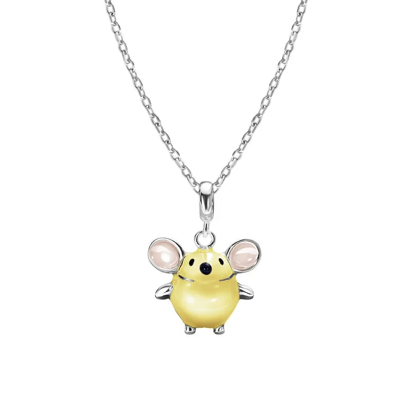 925 Silver Small Animal Enamel Pendant Necklace American Gift