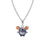 925 Silver Small Animal Enamel Pendant Necklace American Gift