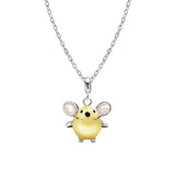 925 Silver Small Animal Enamel Pendant Necklace American Gift