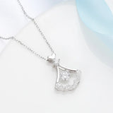 S925 Sterling Silver Women's Skirt Fan Necklace