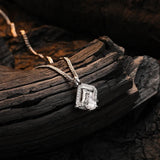 Sterling Silver Square Zircon Pendant Necklace