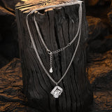 Sterling Silver Square Zircon Pendant Necklace
