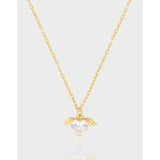 S925 Sterling Silver Love Wing Collar Necklace - Holiday Gift