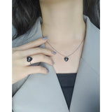S925 Silver Mini Agate Love Necklace and Ring Set