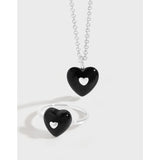 S925 Silver Mini Agate Love Necklace and Ring Set