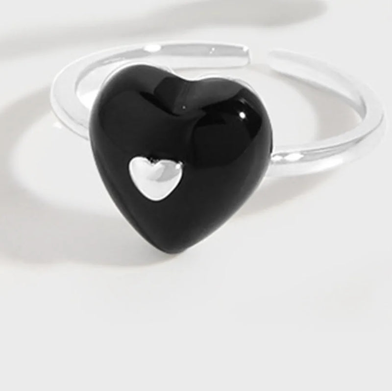 S925 Silver Mini Agate Love Necklace and Ring Set