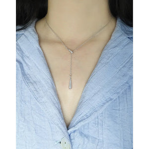 S925 Sterling Silver Women's Sliding Droplet Pendant Necklace