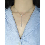 S925 Sterling Silver Women's Sliding Droplet Pendant Necklace