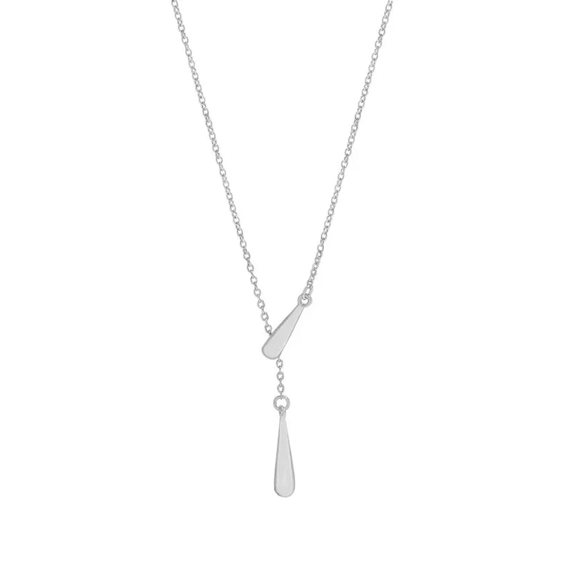 S925 Sterling Silver Women's Sliding Droplet Pendant Necklace